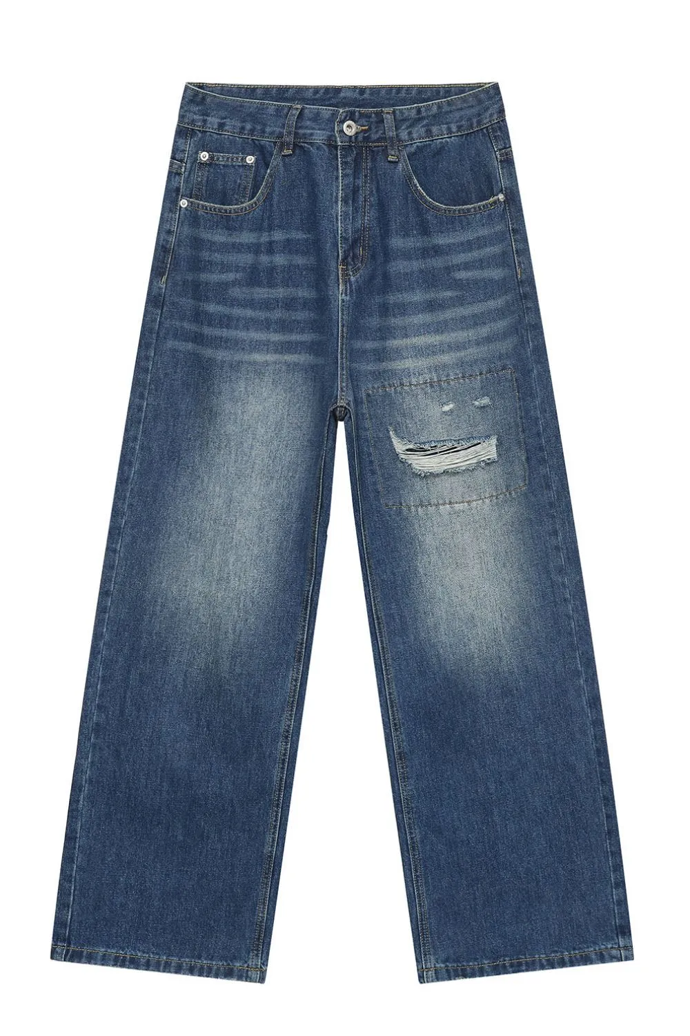 Men's Distressed Applique Straight Jeans, image 6