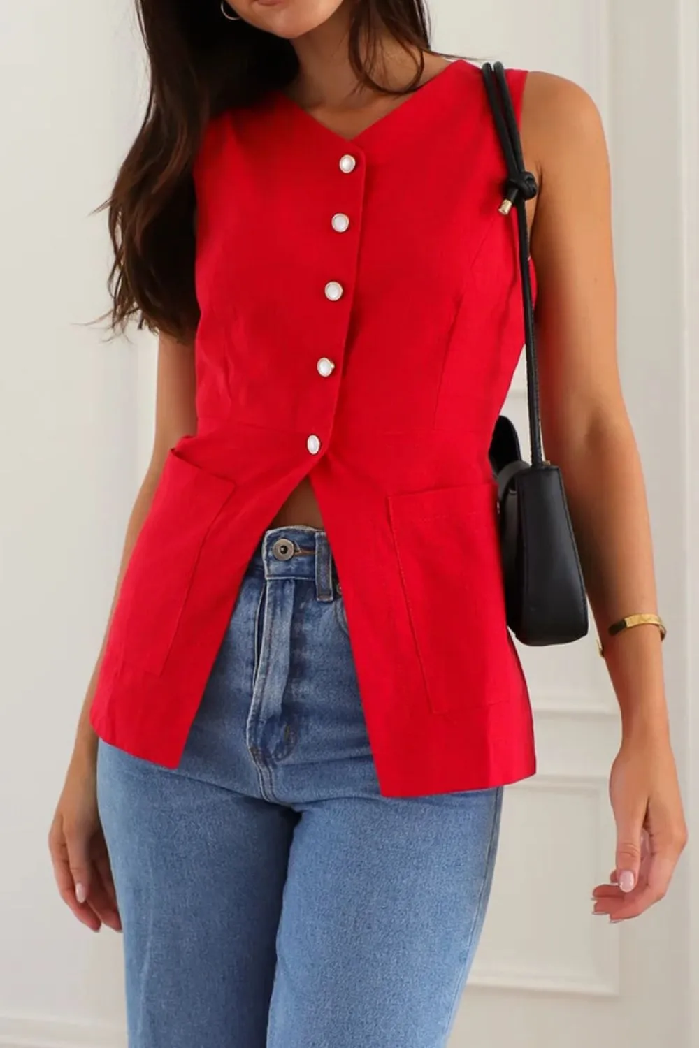 Button Down V-Neck Vest, image 17