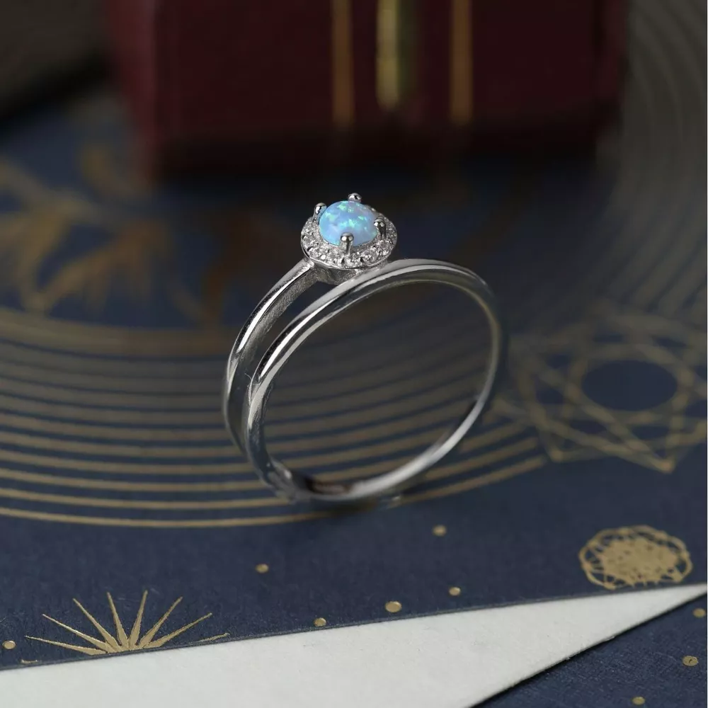 925 Sterling Silver Opal Ring, image 3