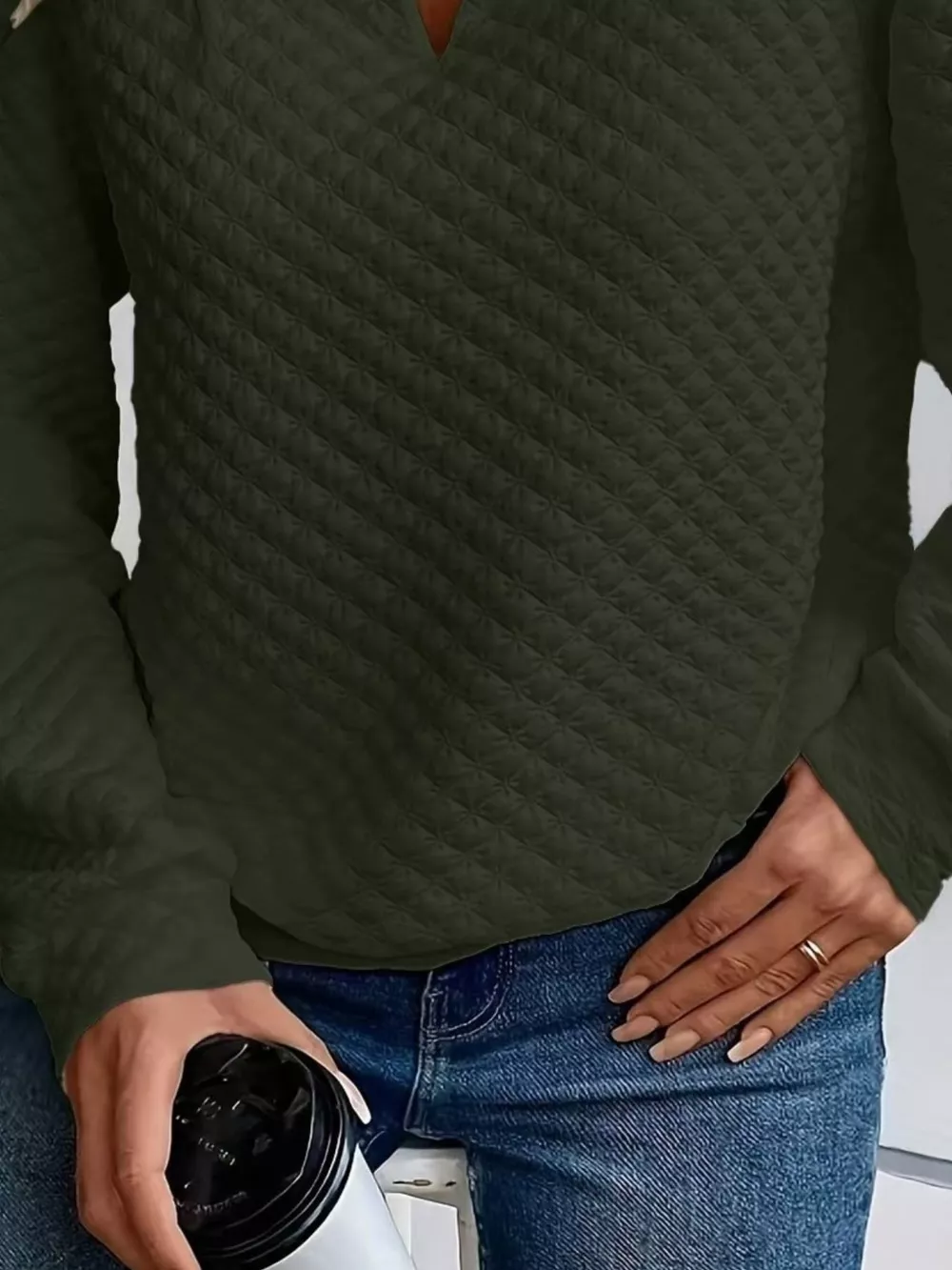 Textured Notched Raglan Sleeve Sweatshirt, image 22