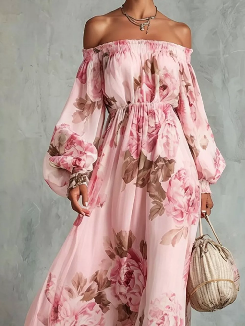 Floral Off Shoulder Maxi Dress, image 8