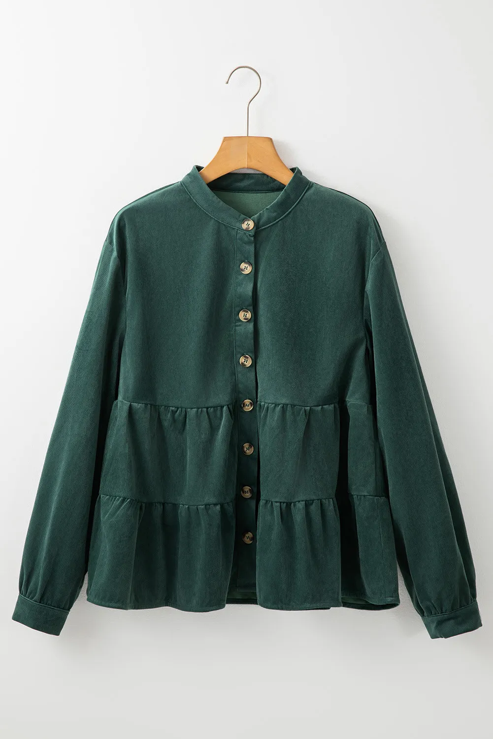Peplum Round Neck Long Sleeve Shirt, image 6