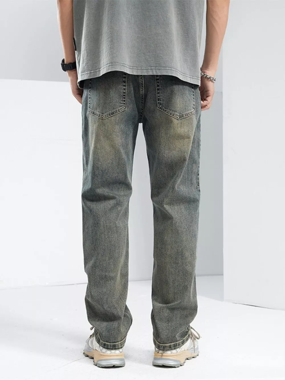 Men's Washed Loose Fit Jeans, image 6