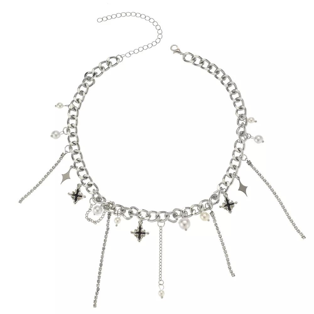 Tassel Star‑Moon Synthetic Pearl Pendant Choker, image 7