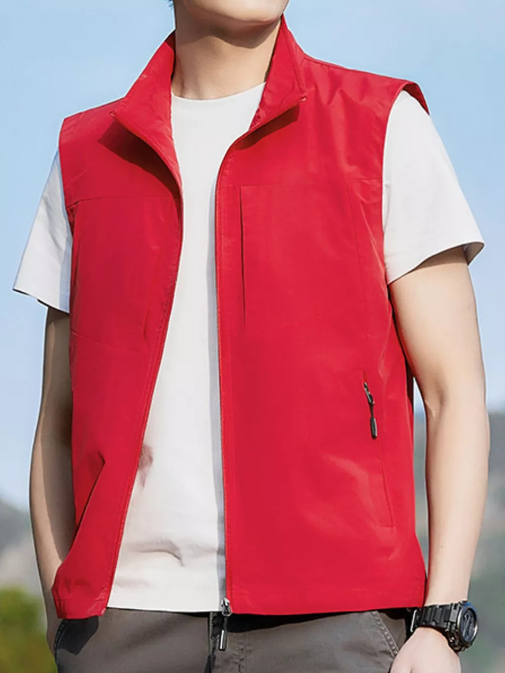 Men's Plus Size Lightweight Zip Up Vest, image 2