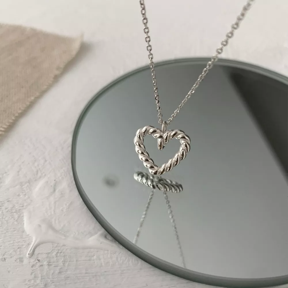 925 Sterling Silver Heart Necklace, image 2