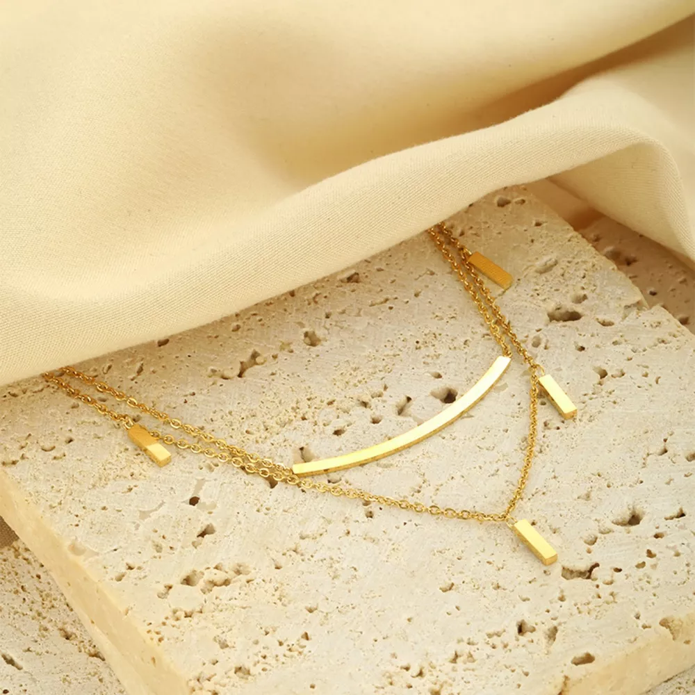 18K Gold-Plated Double Layered Necklace, image 4