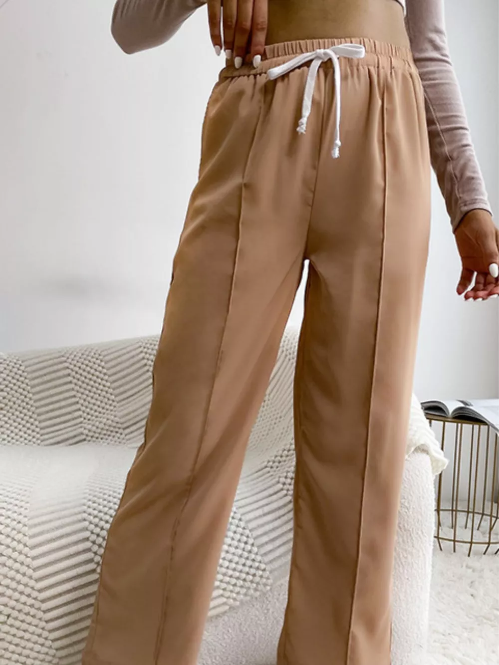 Wide Leg Drawstring Casual Pants, image 8