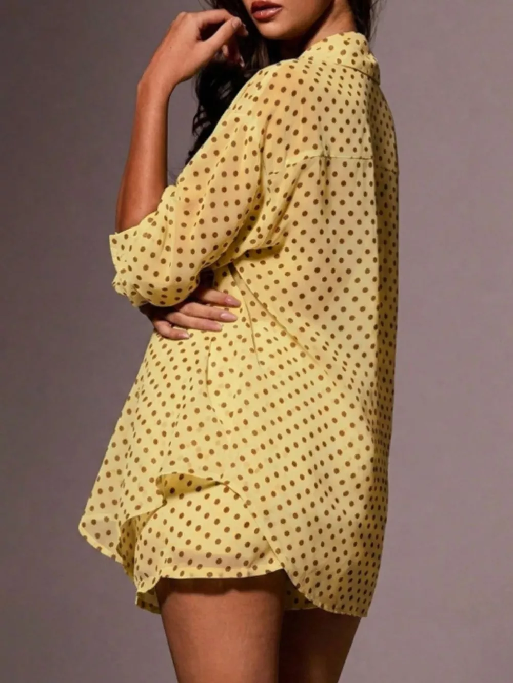 Polka Dot Button Up Shirt and Shorts Set, image 16