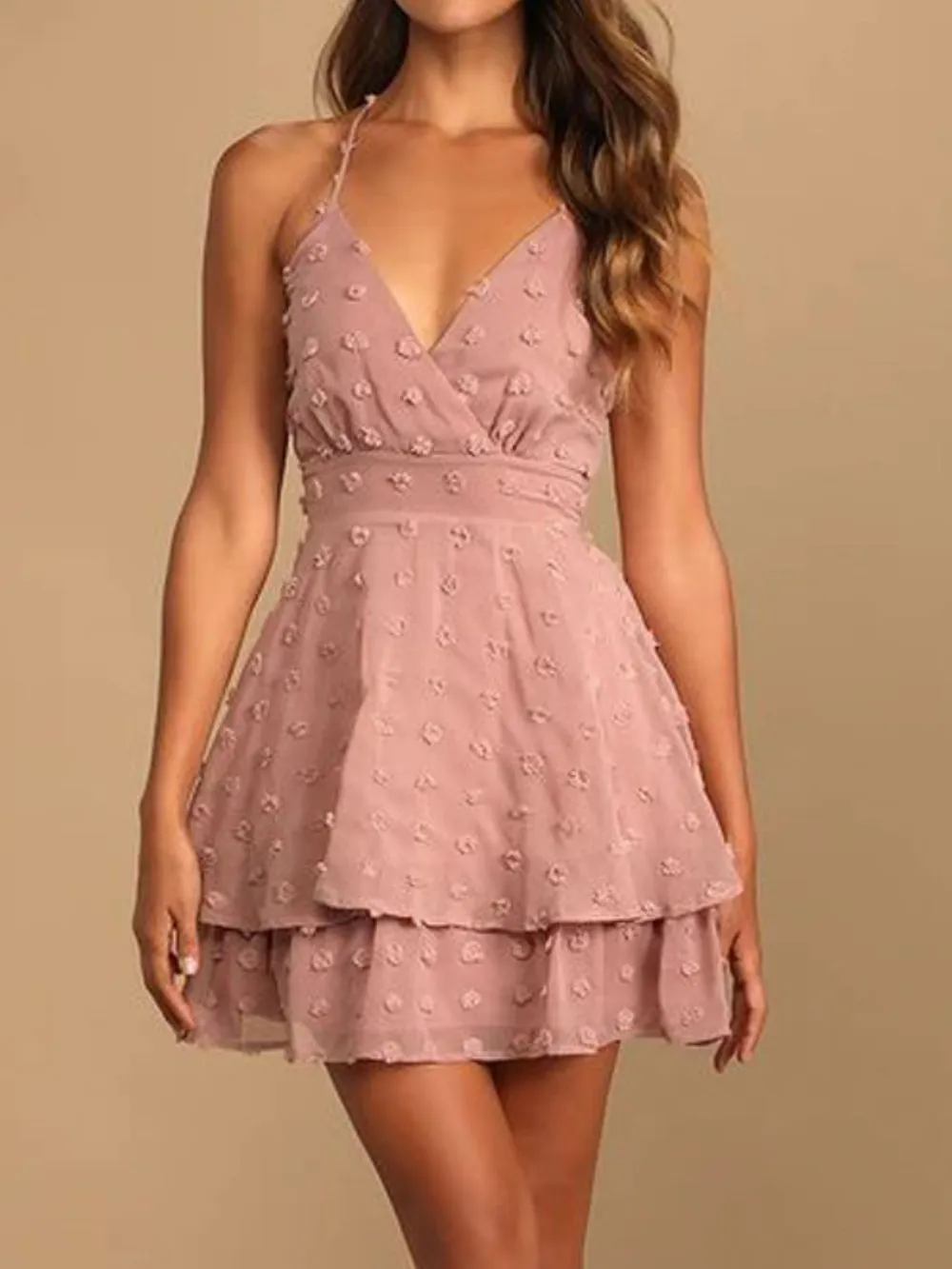 Swiss Dot V-Neck Cami Dress, image 6