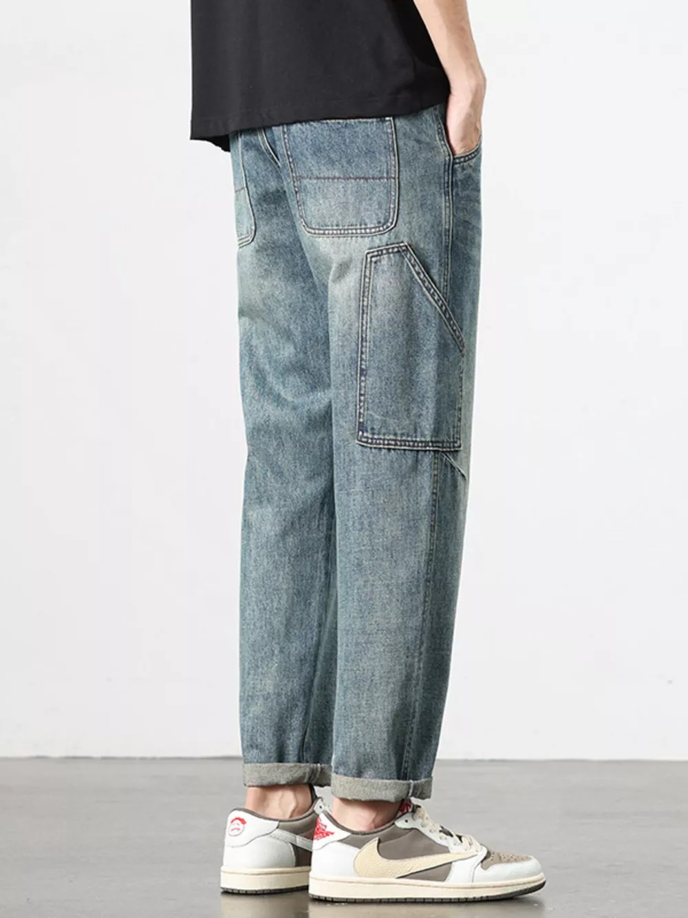 Men's Vintage Wash Relaxed Fit Jeans, image 5