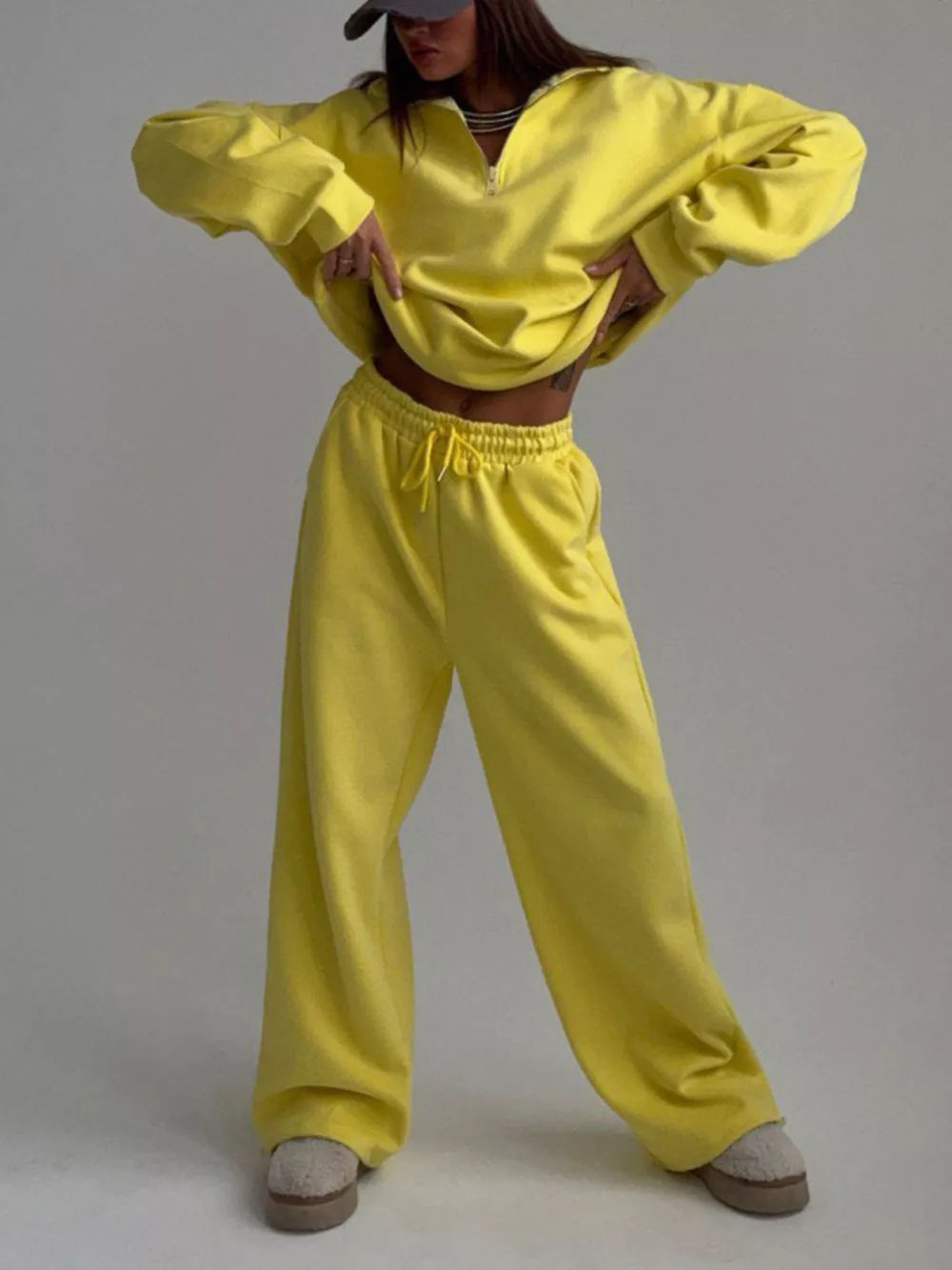 Quarter-Zip Top and Wide-Leg Sweatpants Set, image 20