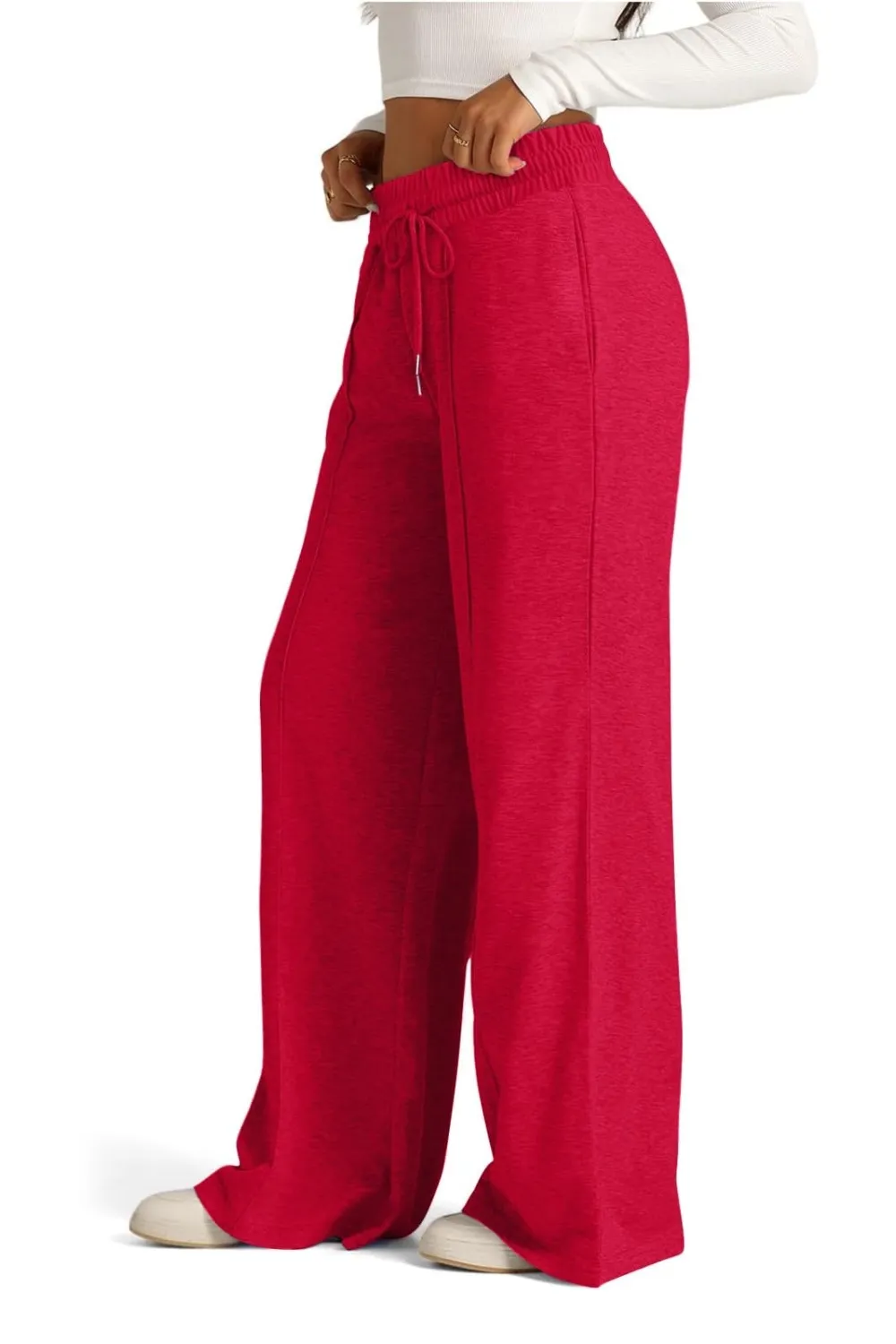 Drawstring Elastic Waist Wide Leg Pants, image 15