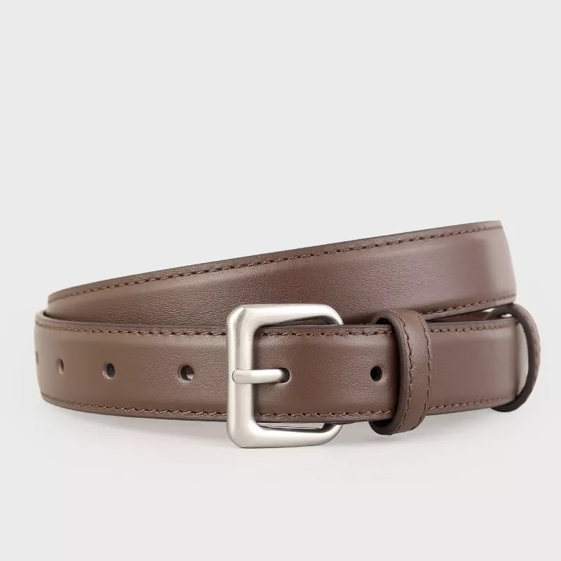 Classic Leather Belt with Silver Buckle, image 5