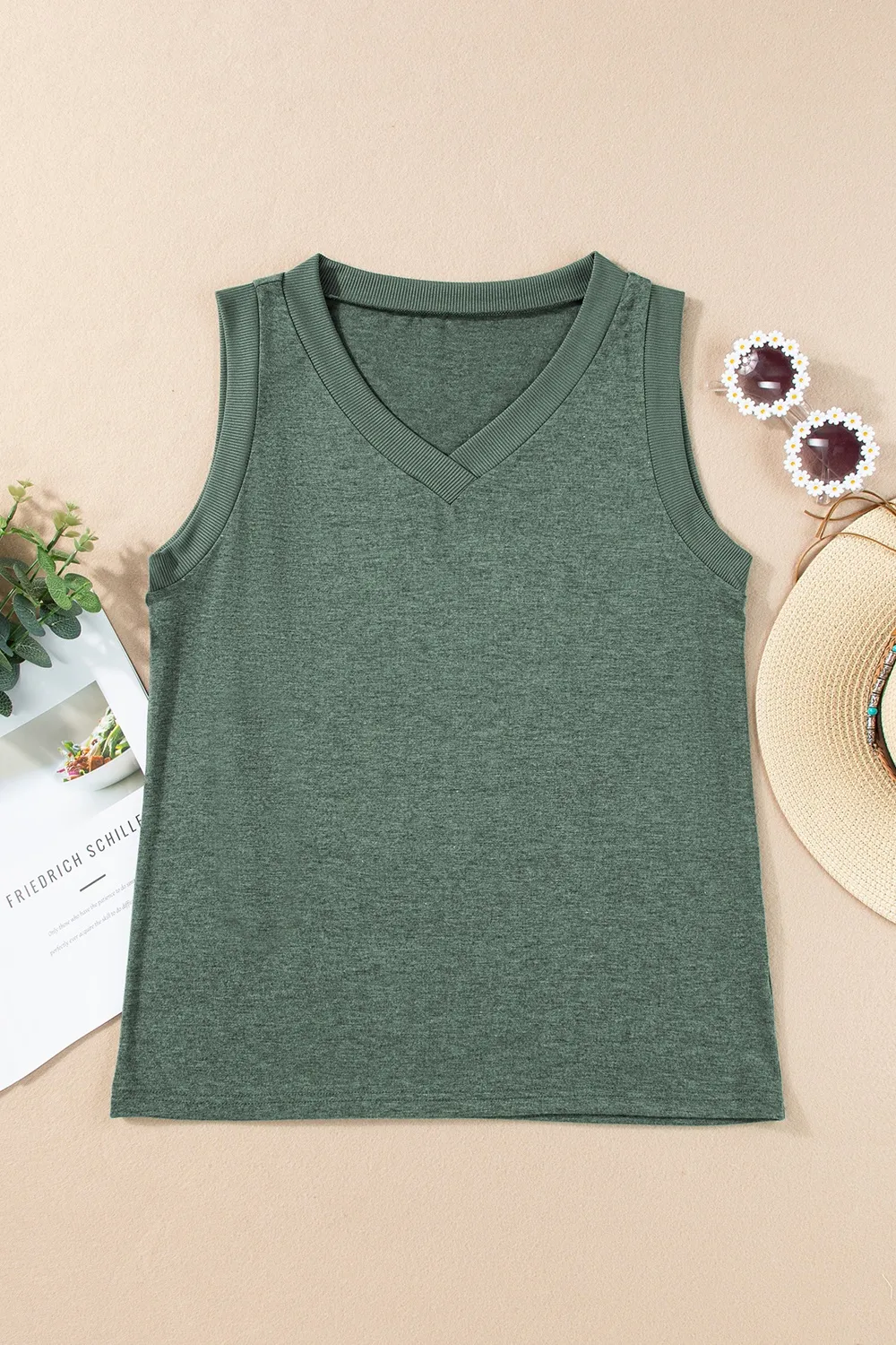 V-Neck Wide Strap Tank, image 9