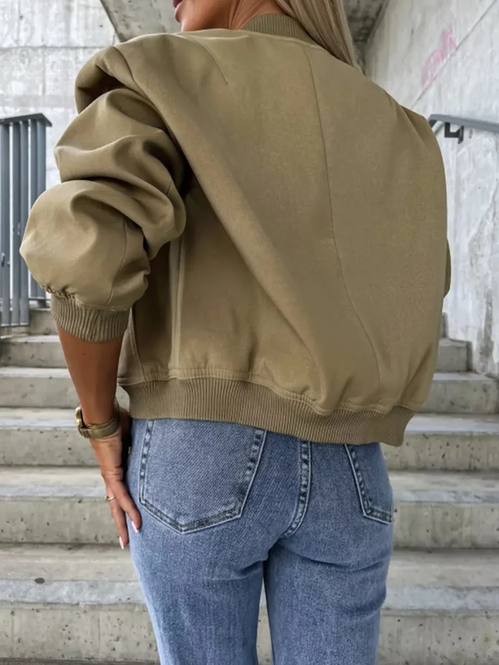 Baseball Collar Dropped Shoulder Jacket, image 11