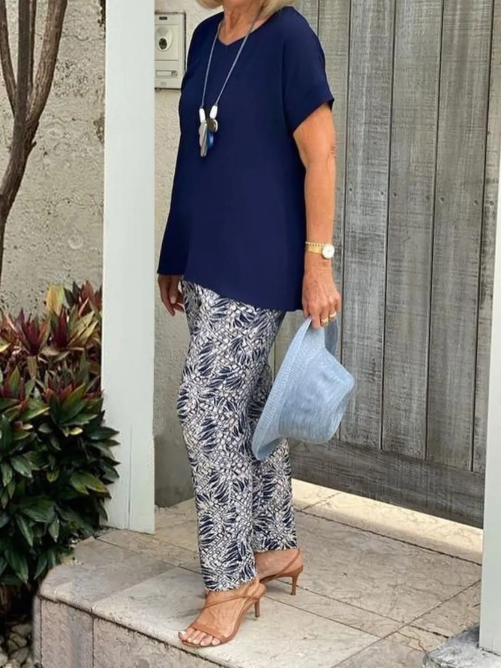 Full Size Round Neck Short Sleeve Top and Pants Set Plus Size, image 9