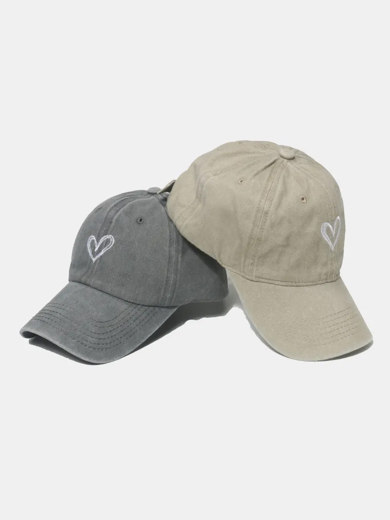 Embroidered Heart Washed Cotton Baseball Cap, image 7