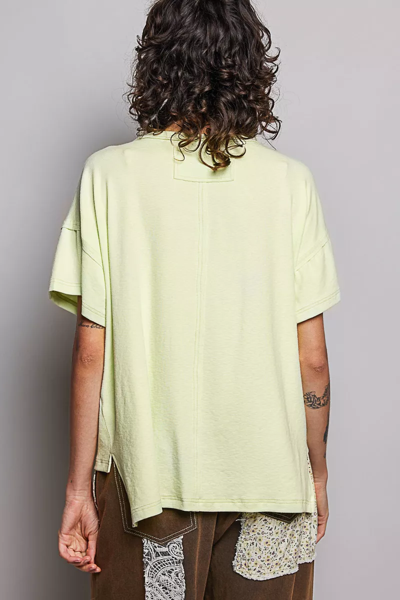 Round Neck Short Sleeve T-Shirt with High Low Hem, image 4