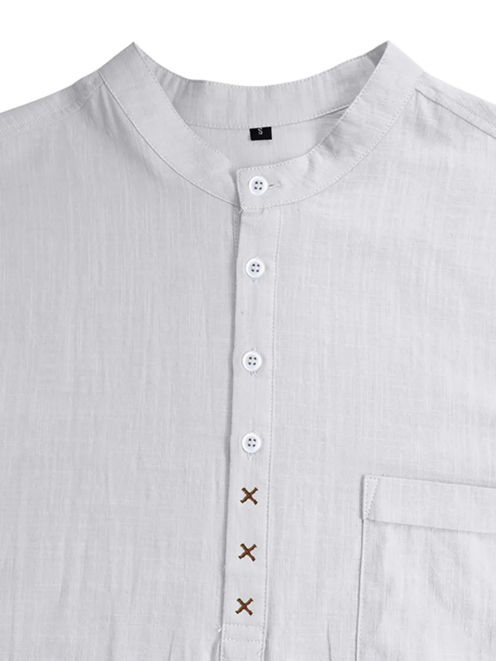 Men's Casual Collar Short Sleeve Linen Polo Shirt, image 6