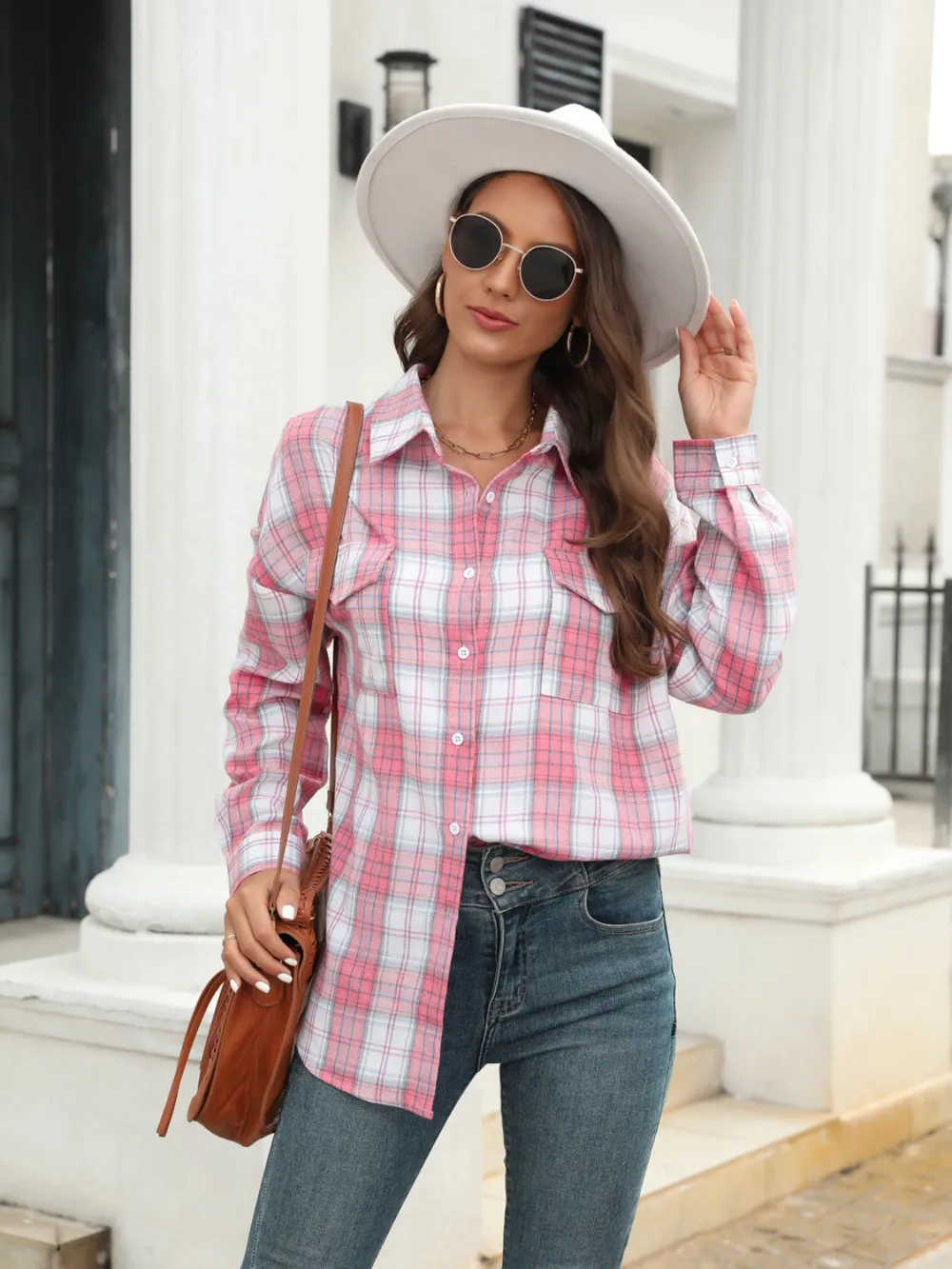 Full Size Plaid Button Up Pocketed Shirt, image 7