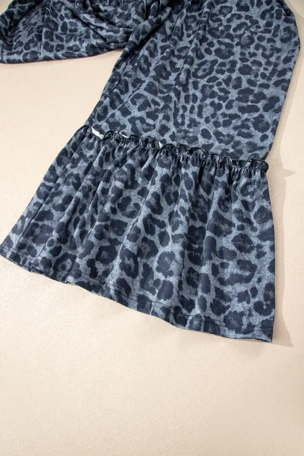 Leopard Print Frilled Detail Drawstring Wide Leg Pants, image 6