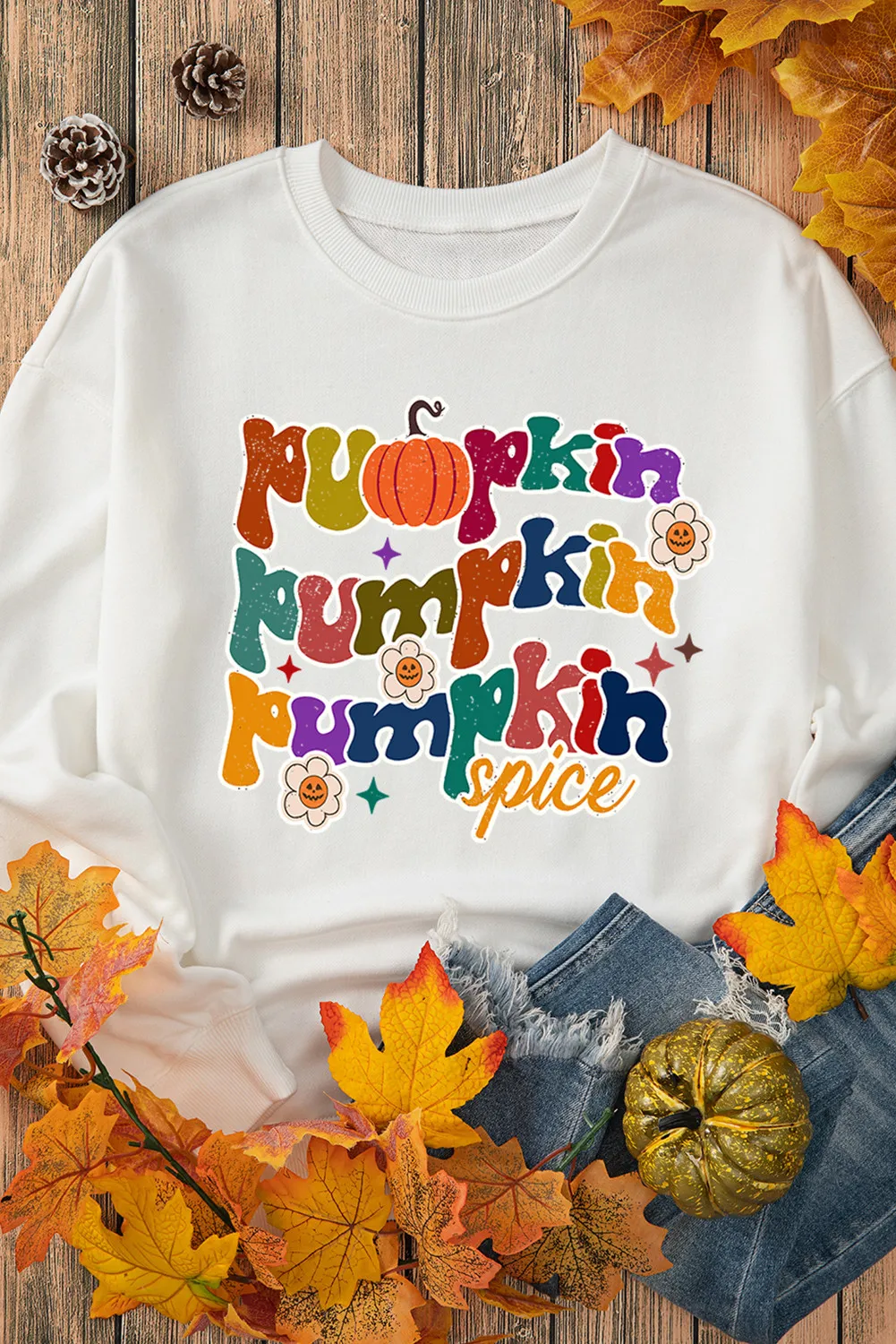 Letter Graphic Round Neck Long Sleeve Sweatshirt, image 3