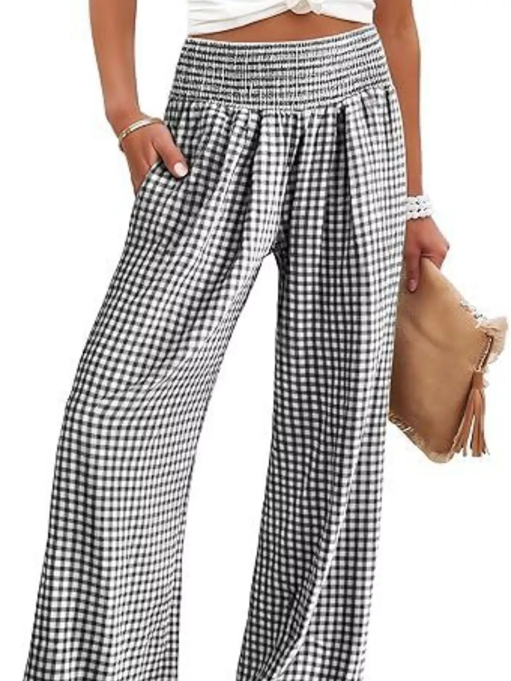 Gingham High Waist Wide Leg Pants, image 7