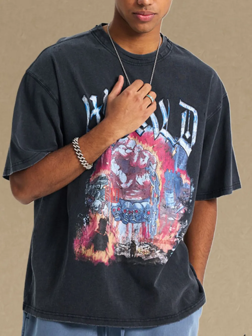 Men's Graphic Round Neck Half Sleeve T-Shirt