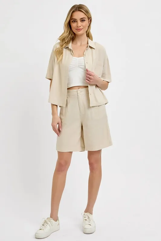High Rise Pleated Front Shorts, image 5