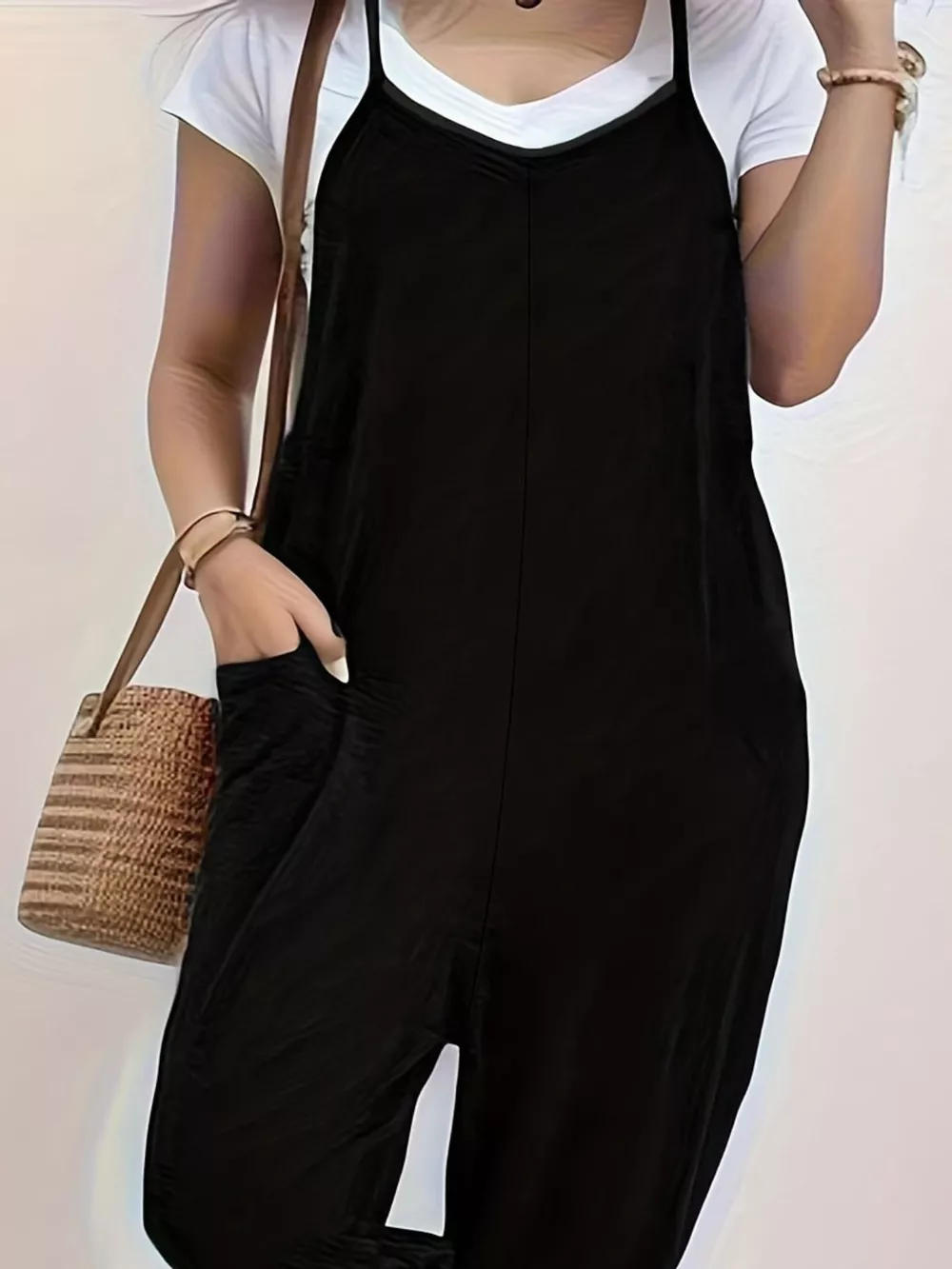 Casual Loose Fit Spaghetti Strap Jumpsuit, image 9