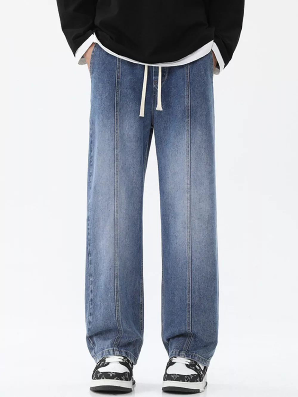 Men's Full Size Drawstring Wide Leg Jeans Plus Size, image 6