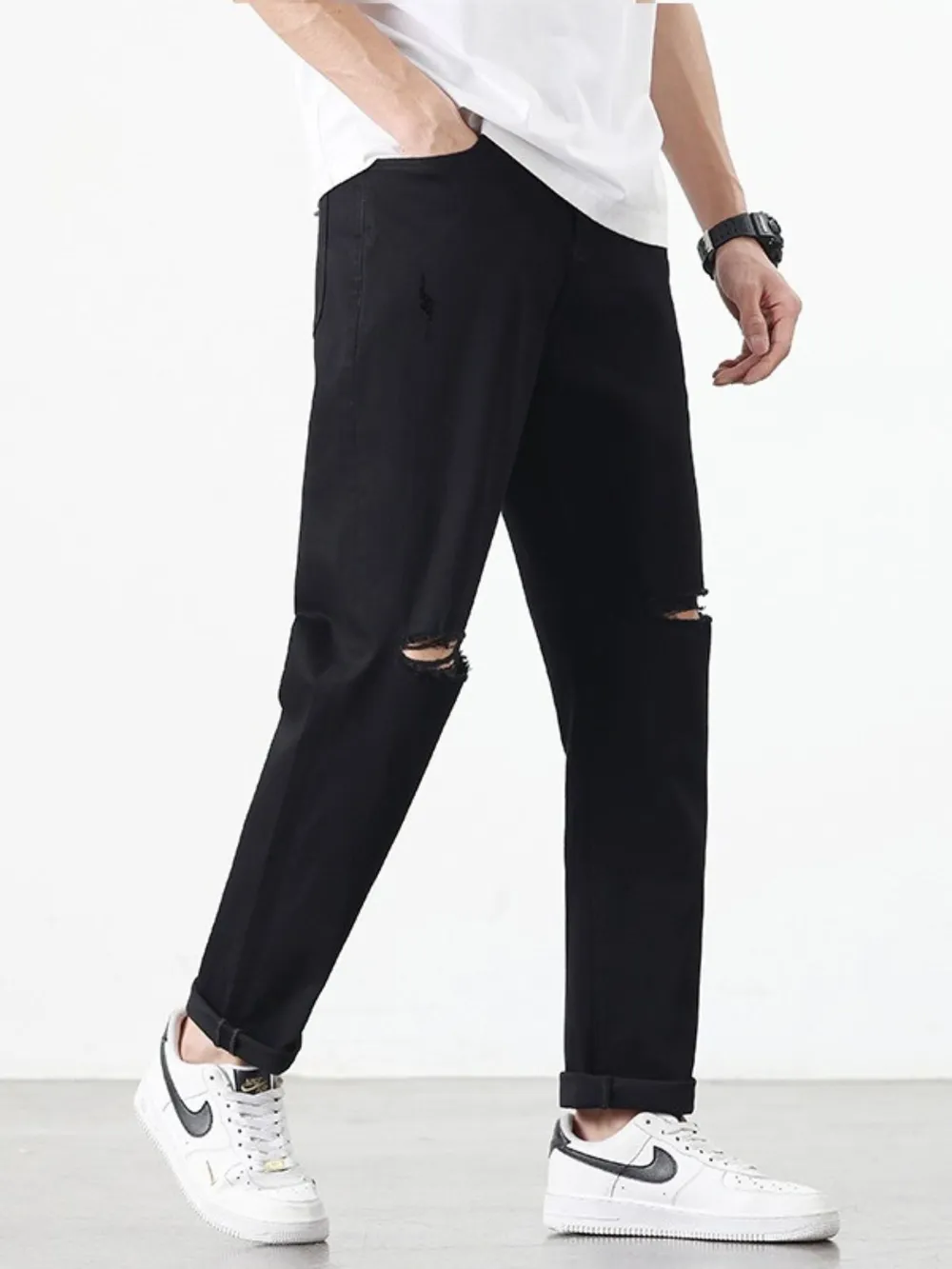 Men's Full Size Ripped Straight Leg Jeans Plus Size, image 2