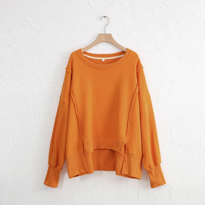 Exposed Seam High-Low Long Sleeve Sweatshirt, image 36