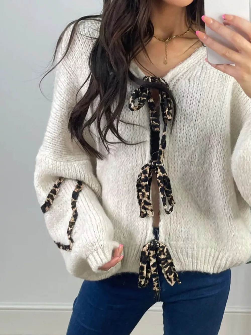 Tie Front Long Sleeve Sweater, image 3