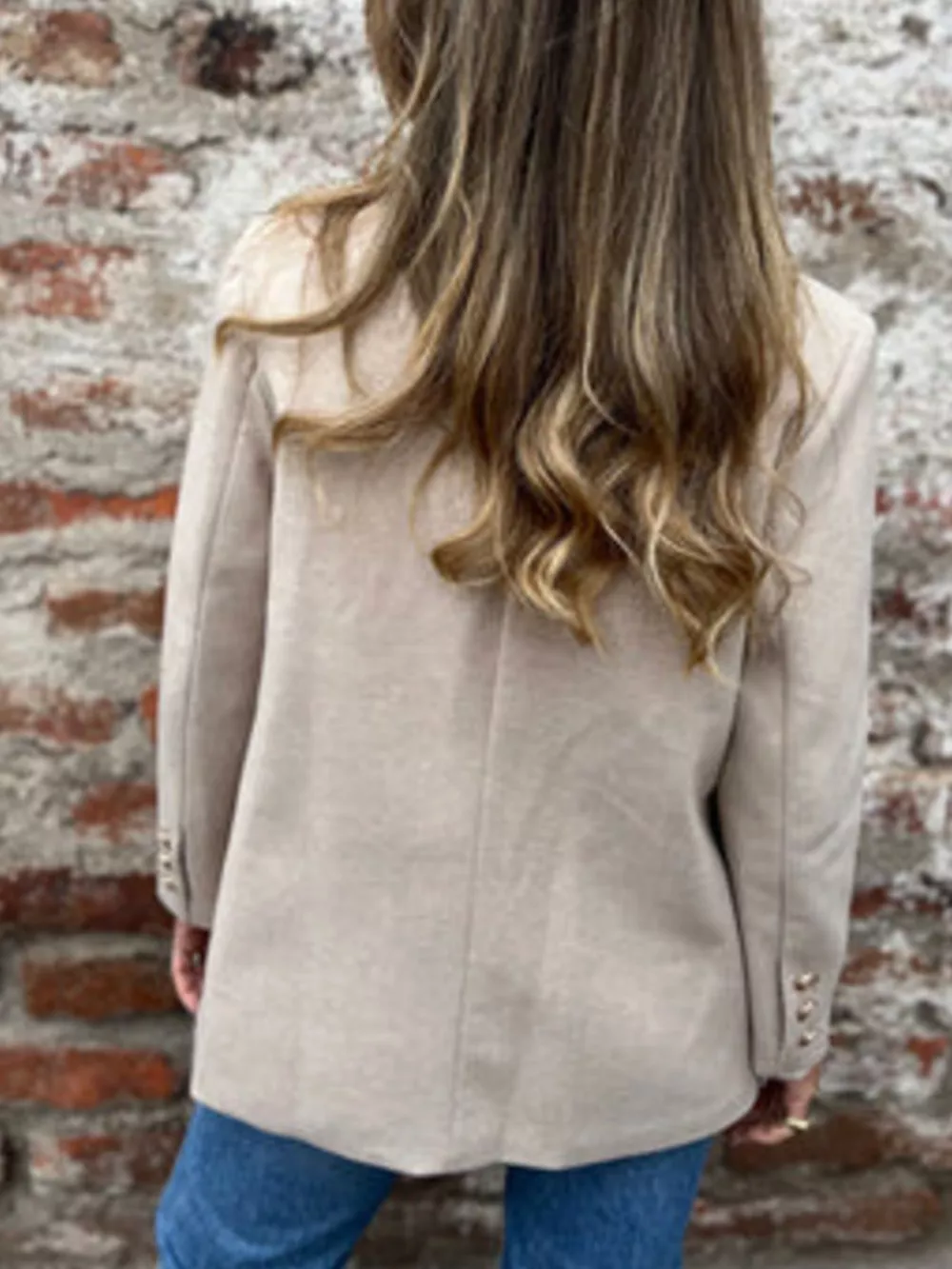 Full Size Double Breasted Long Sleeve Blazer Plus Size, image 3
