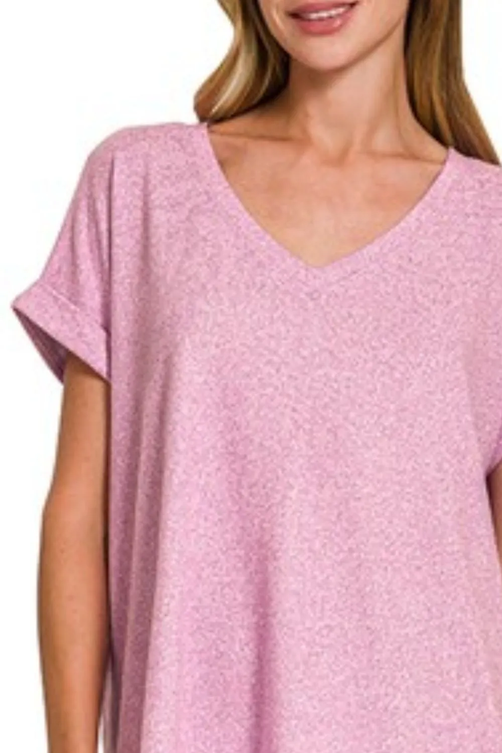Soft Melange Hacci V-neck Tee, image 2