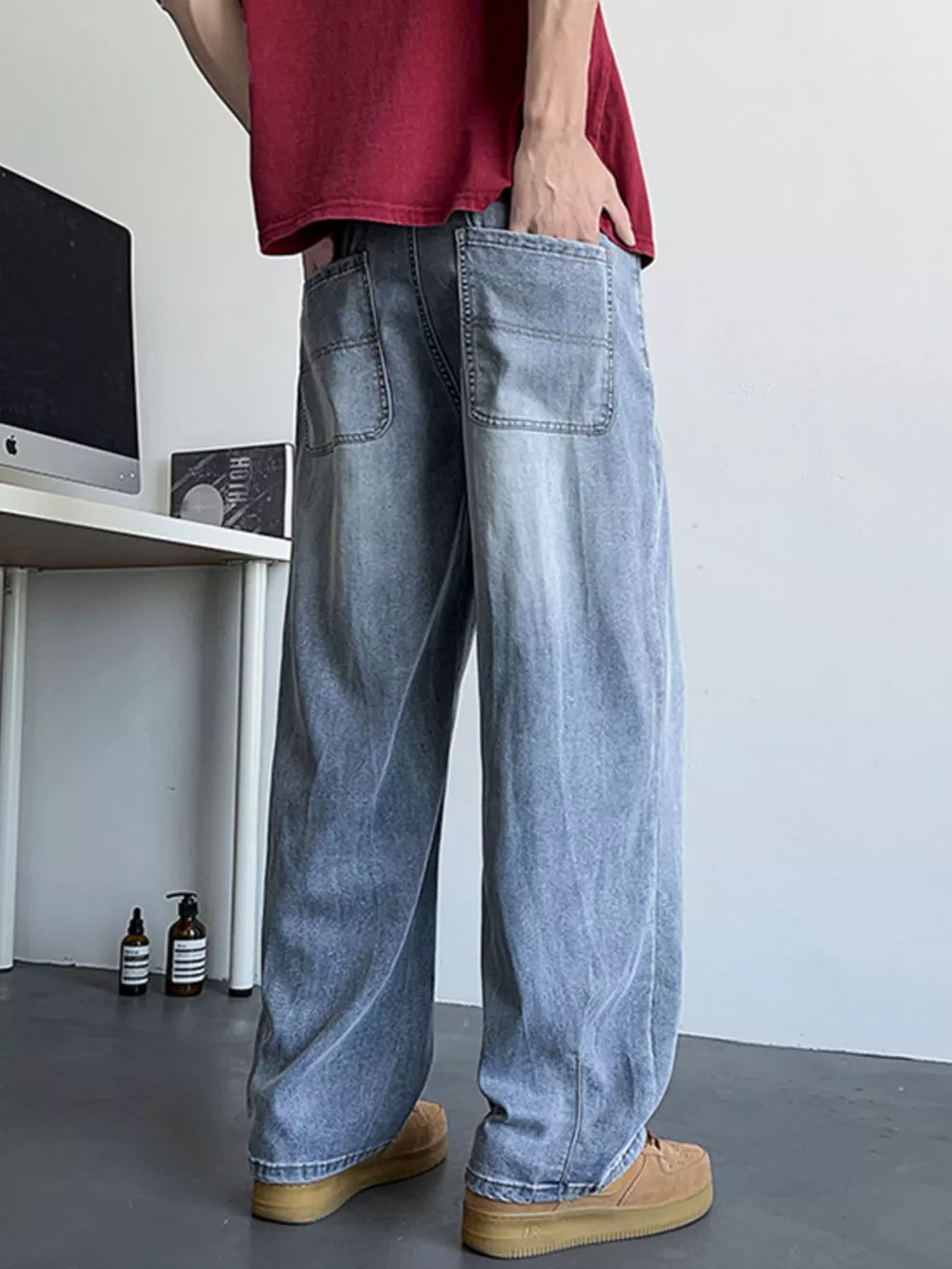 Men's Plus Size Wide Leg Relaxed Fit Jeans, image 8