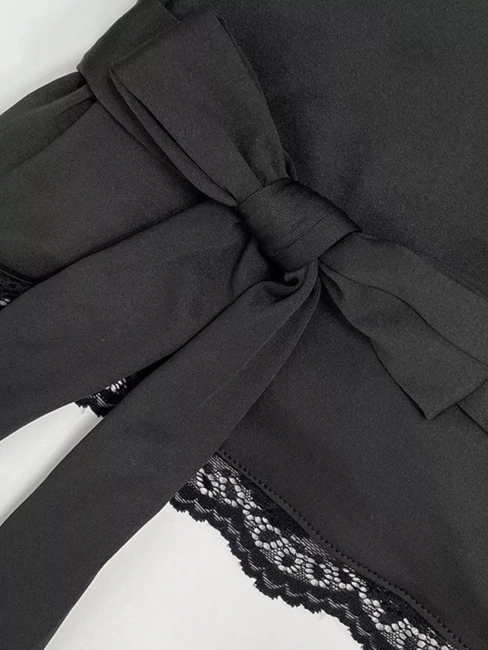 Lace Trim Bell Sleeve Tie Blouse, image 13
