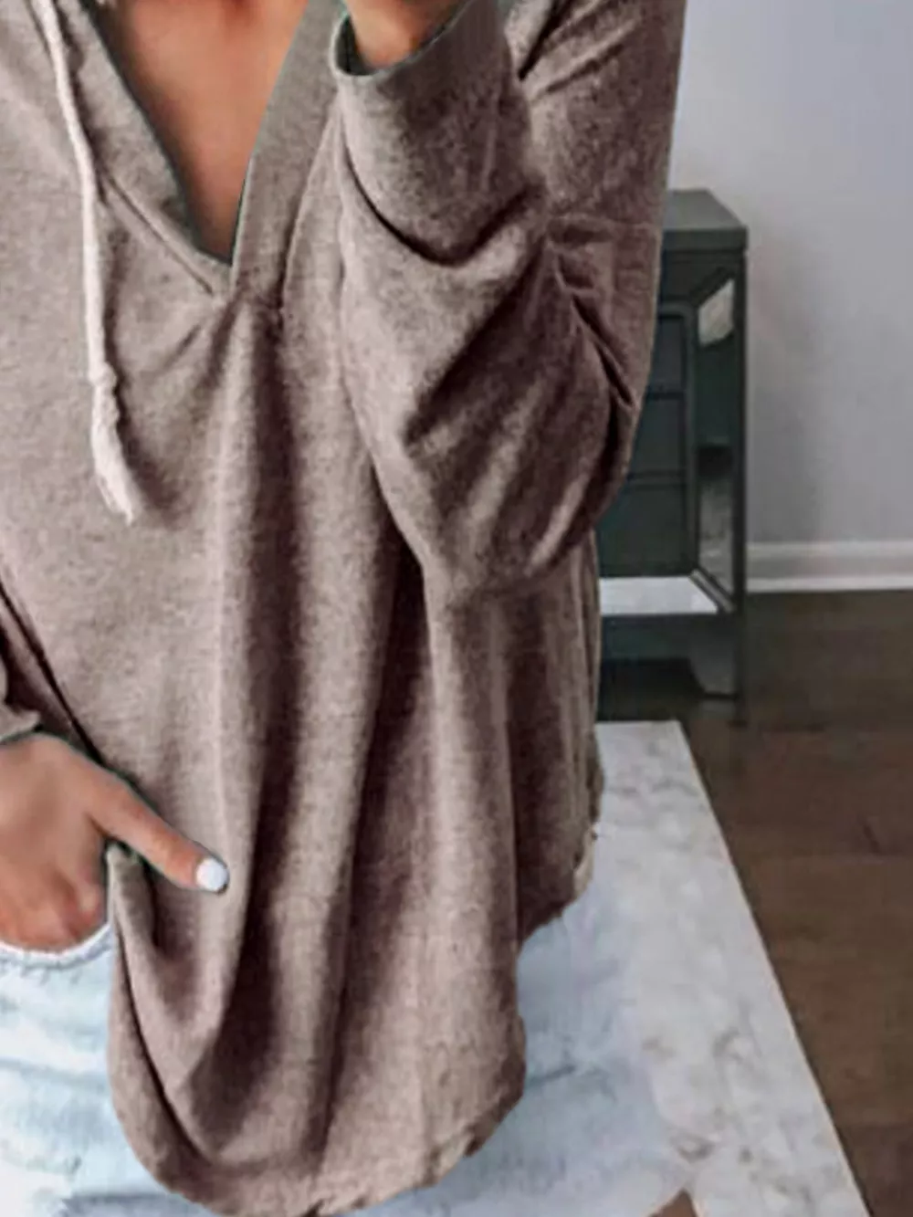 Full Size Drawstring Long Sleeve Hoodie Plus Size, image 16