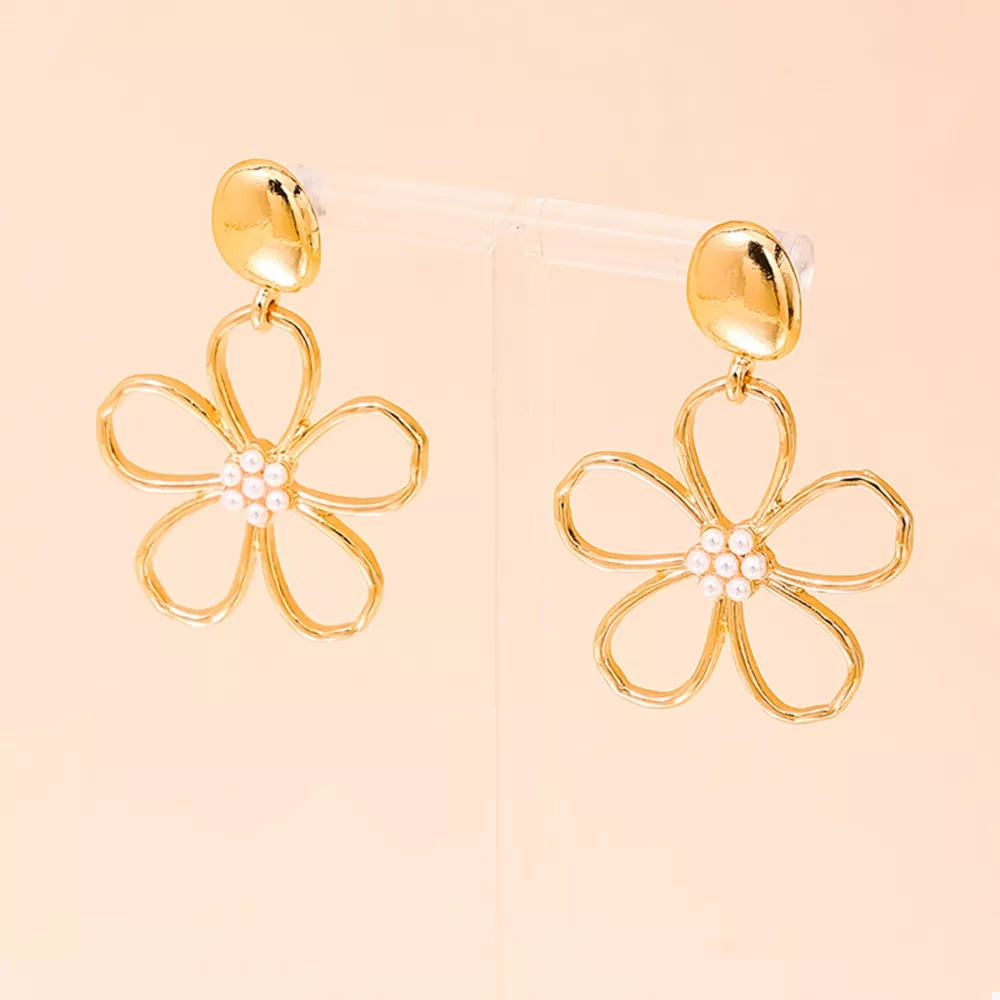 Alloy Flower Drop Earrings