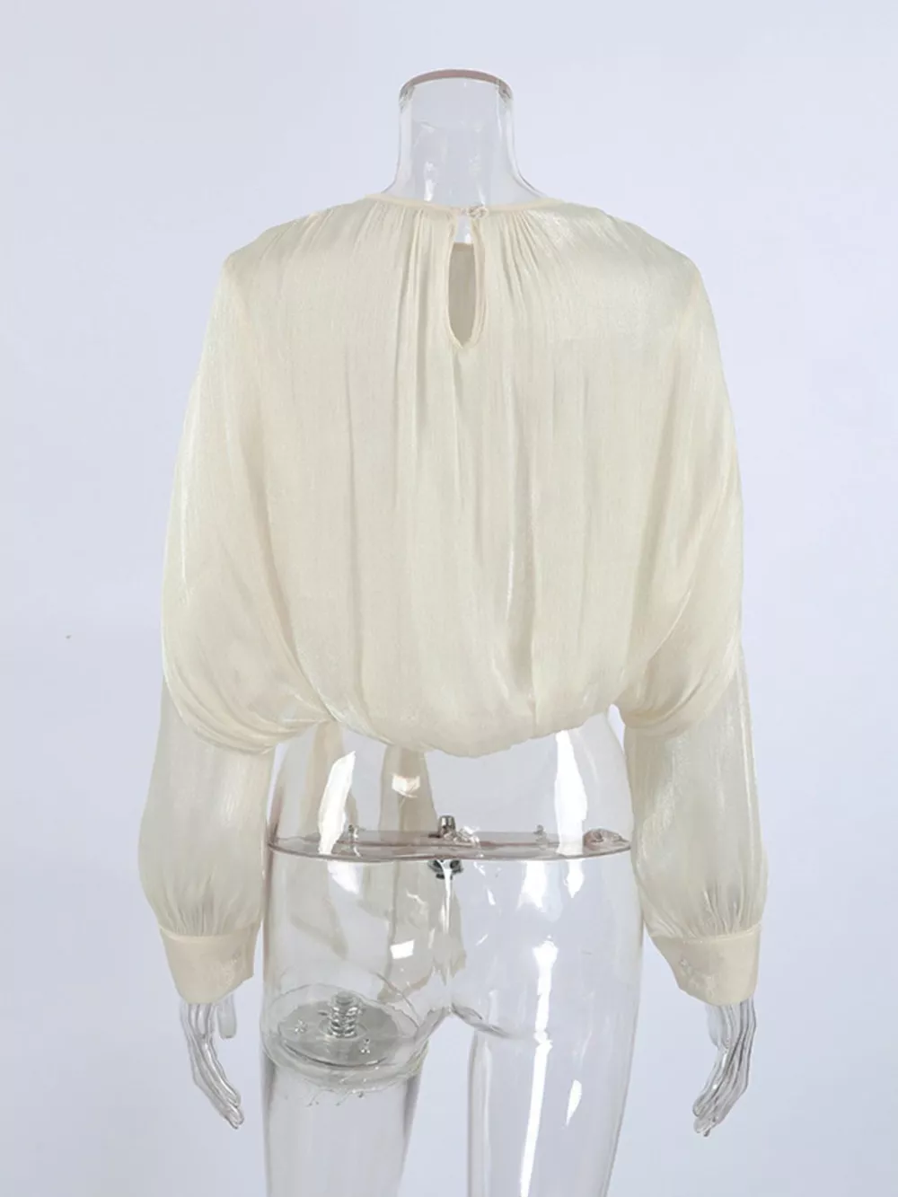 Metallic Sheen Blouse with Tie Detail, image 6