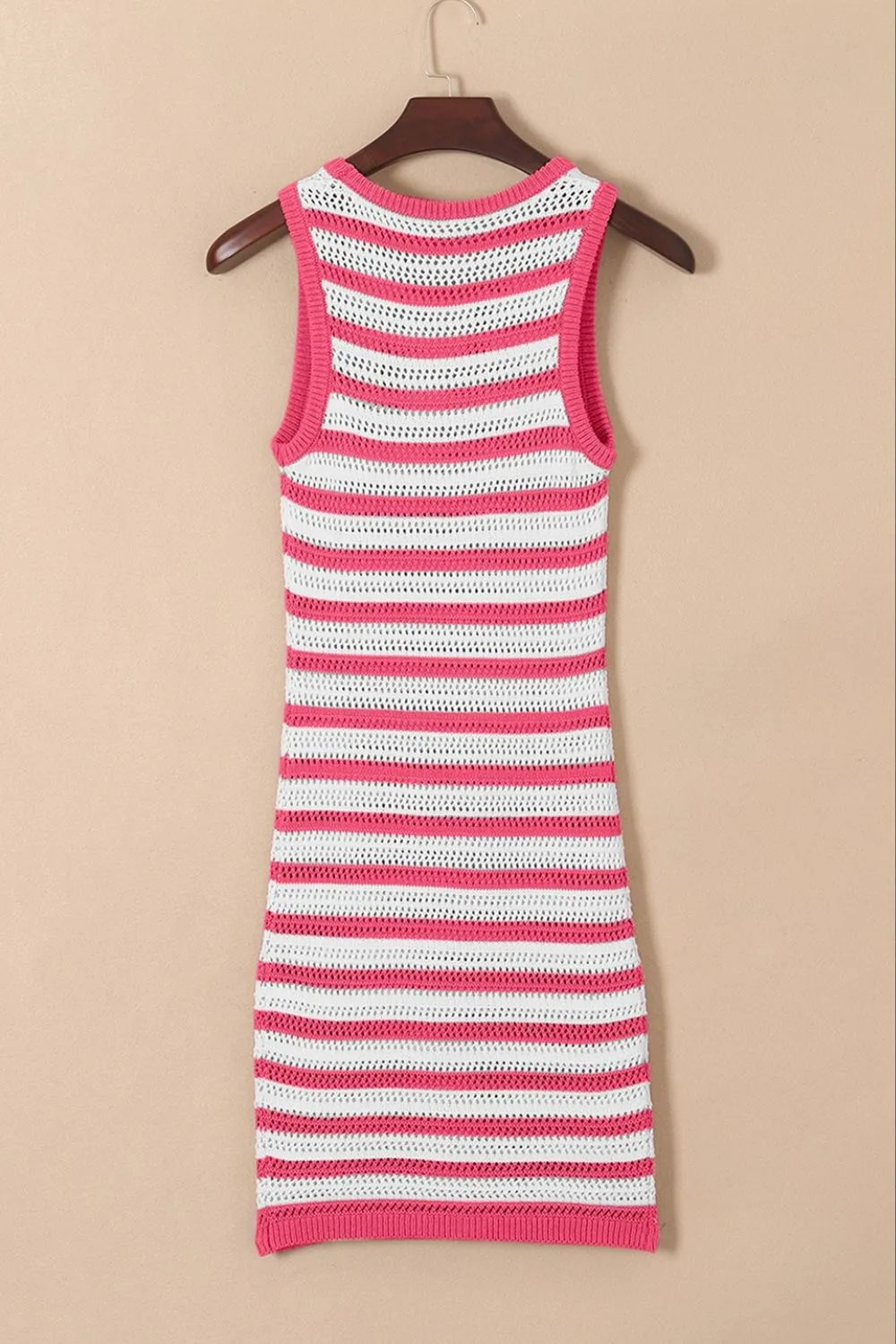 Stripe Hollowed Knit Sleeveless Sweater Dress, image 18