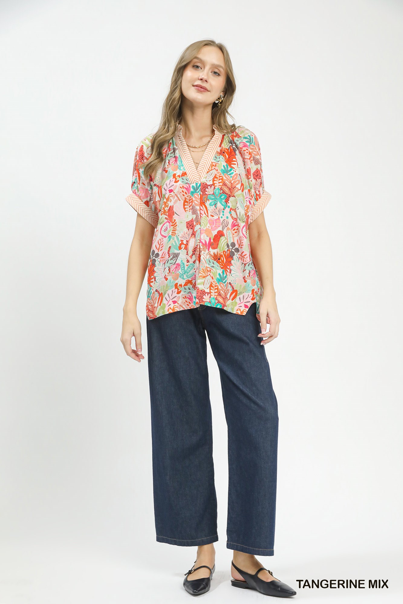 Mix Boho Printed V-Neck Top, image 4