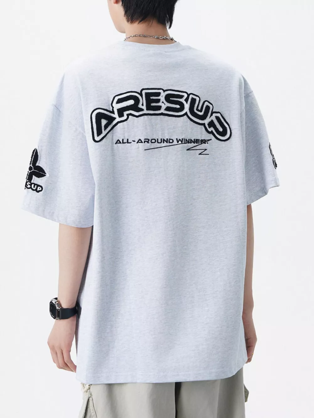 Men's Plus Size Varsity Style Applique Round Neck T-Shirt, image 4