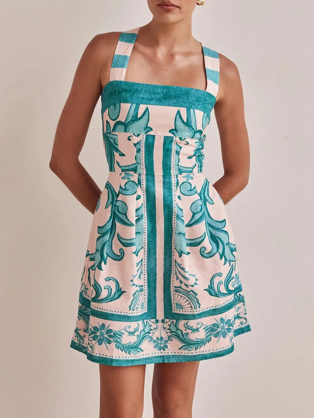 Printed Square Neck Midi Dress, image 14