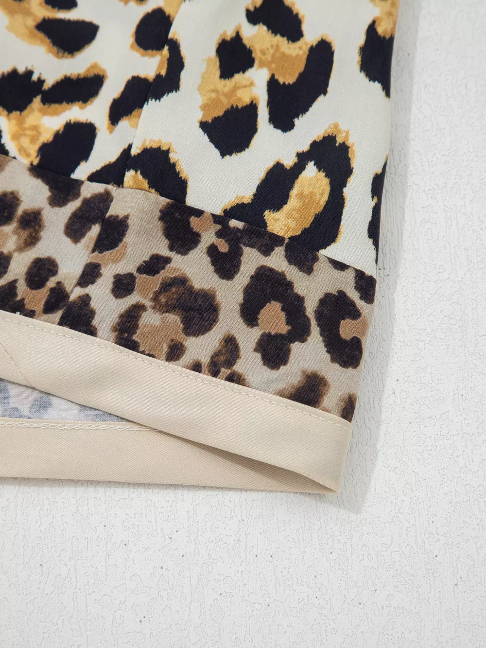 Mixed Leopard Patchwork 3/4 Sleeve Loose Shirt, image 7