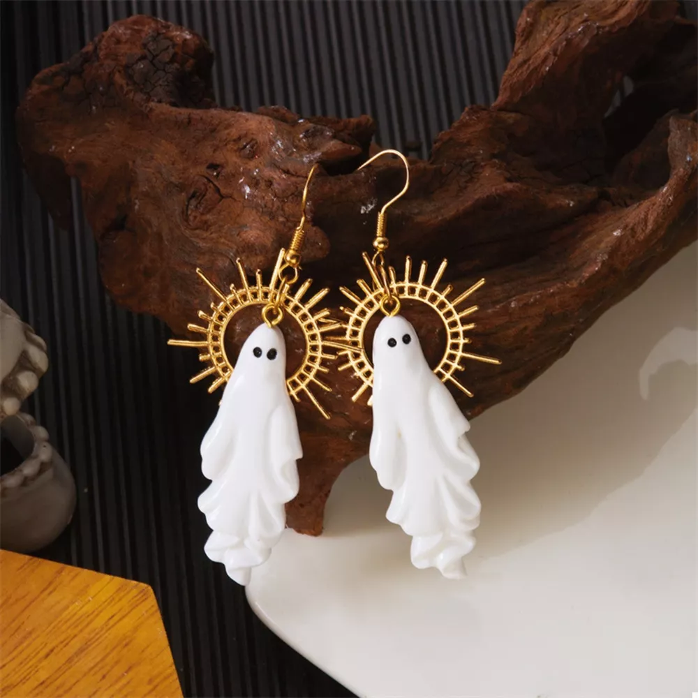 Halloween Sunburst Ghost Drop Earrings, image 5