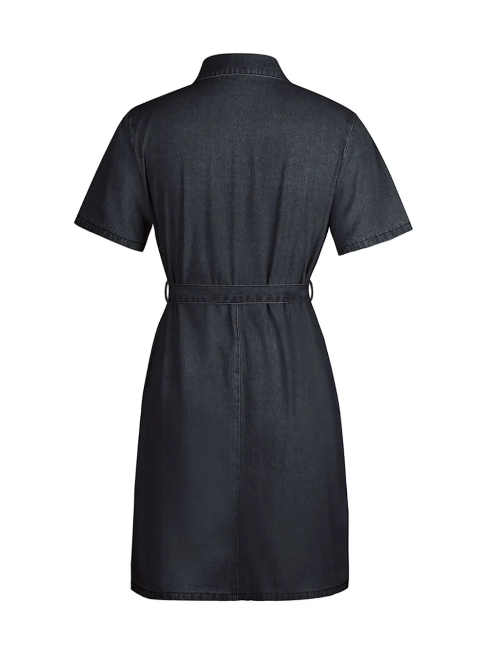 Full Size Zip Front Short Sleeve Denim Dress Plus Size, image 16