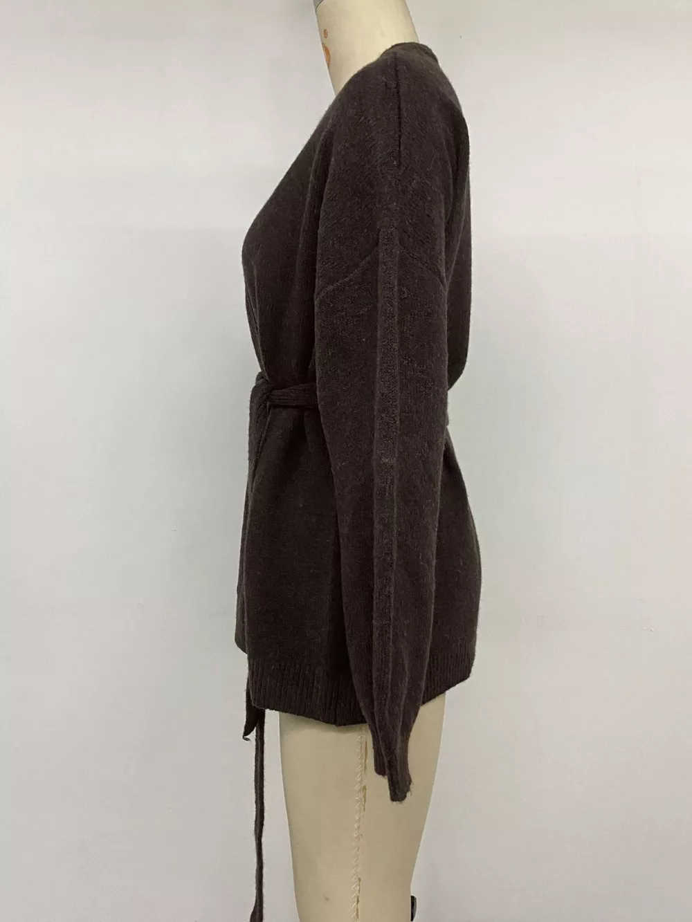 Tie Waist Dropped Shoulder Wrap Cardigan, image 9